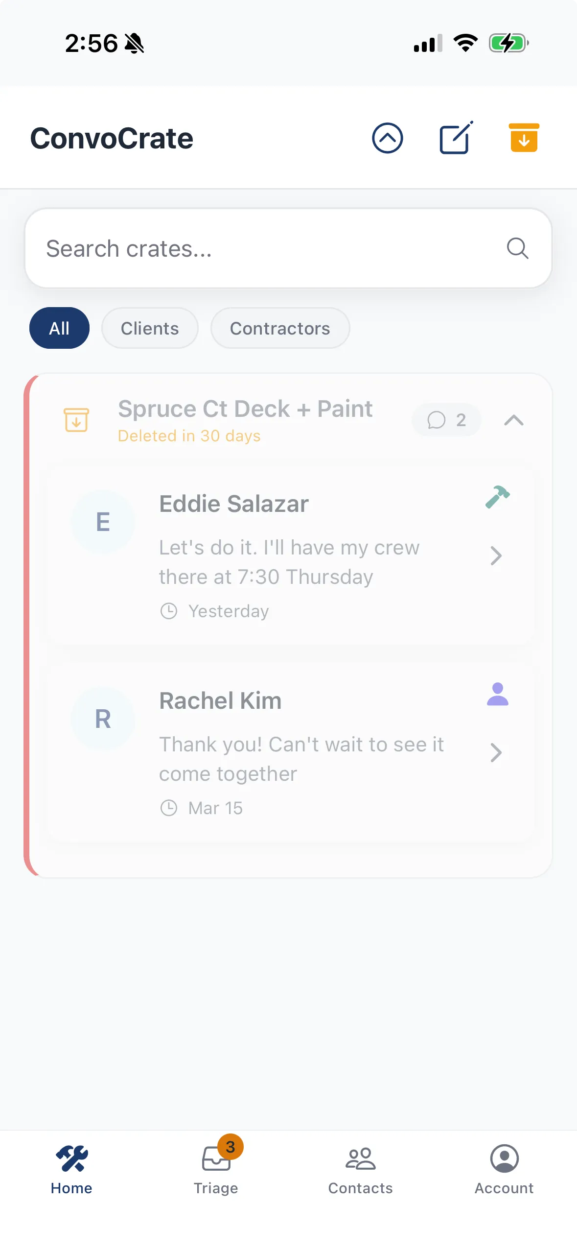 ConvoCrate app — Archive completed projects